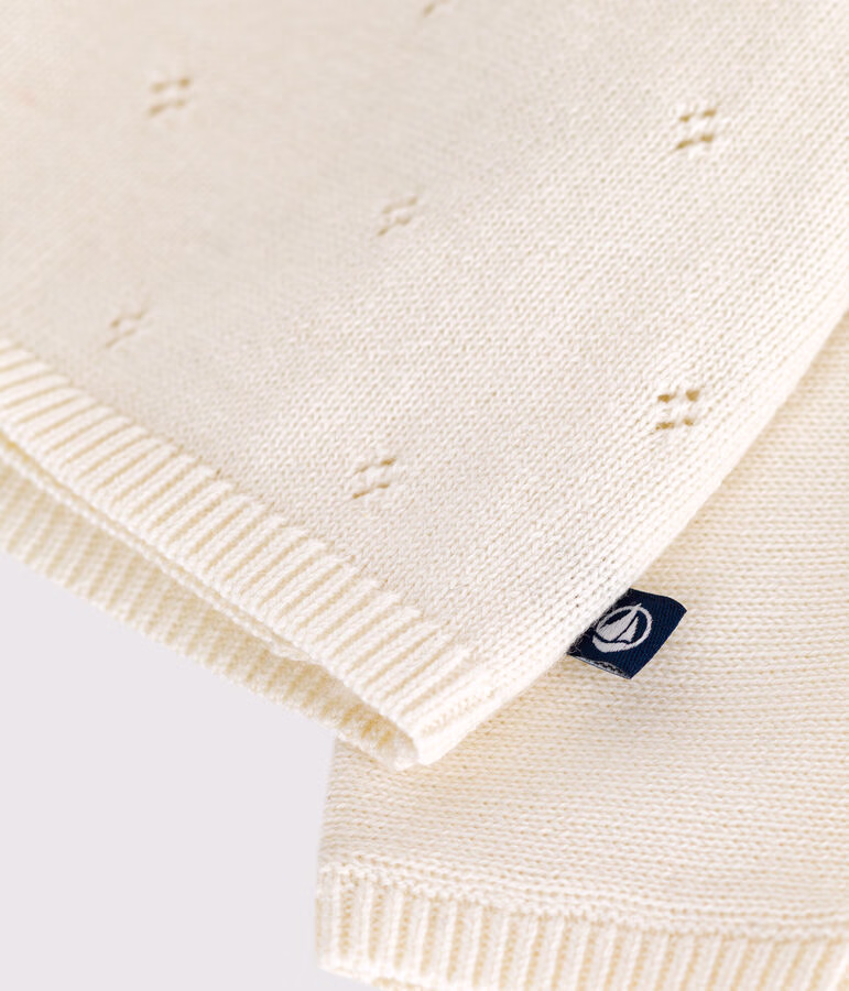Brassière bébé cache-cœur ajourée en tricot laine et coton 3
