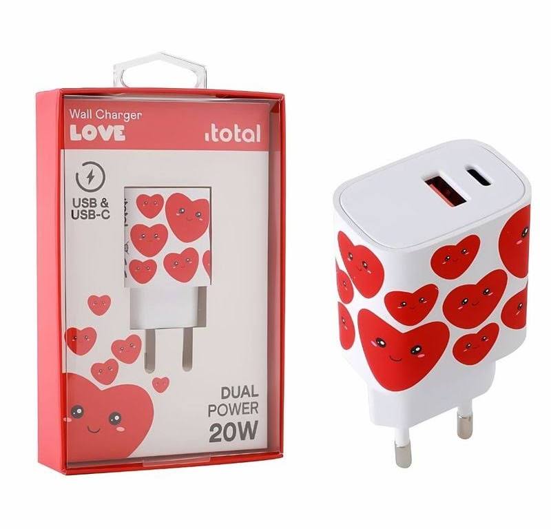 Chargeur USB coeur rouge 