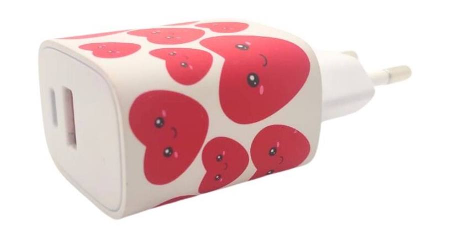 Chargeur USB coeur rouge  2