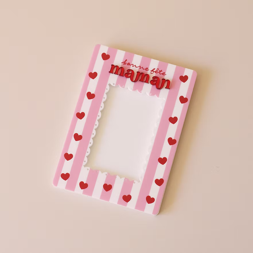 Cadre photo magnétique "Bonne fête maman" coeurs 3