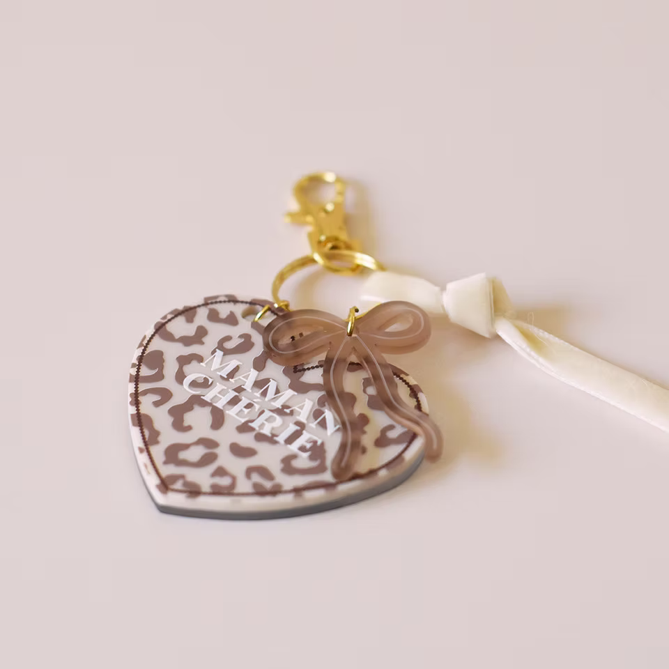 Adèle coeur - Fête des Mères - Miroir de sac grigris Léopard