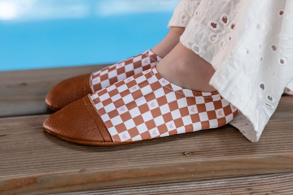 Chaussons Les Pas Petits Coeurs damiers / coeur  2