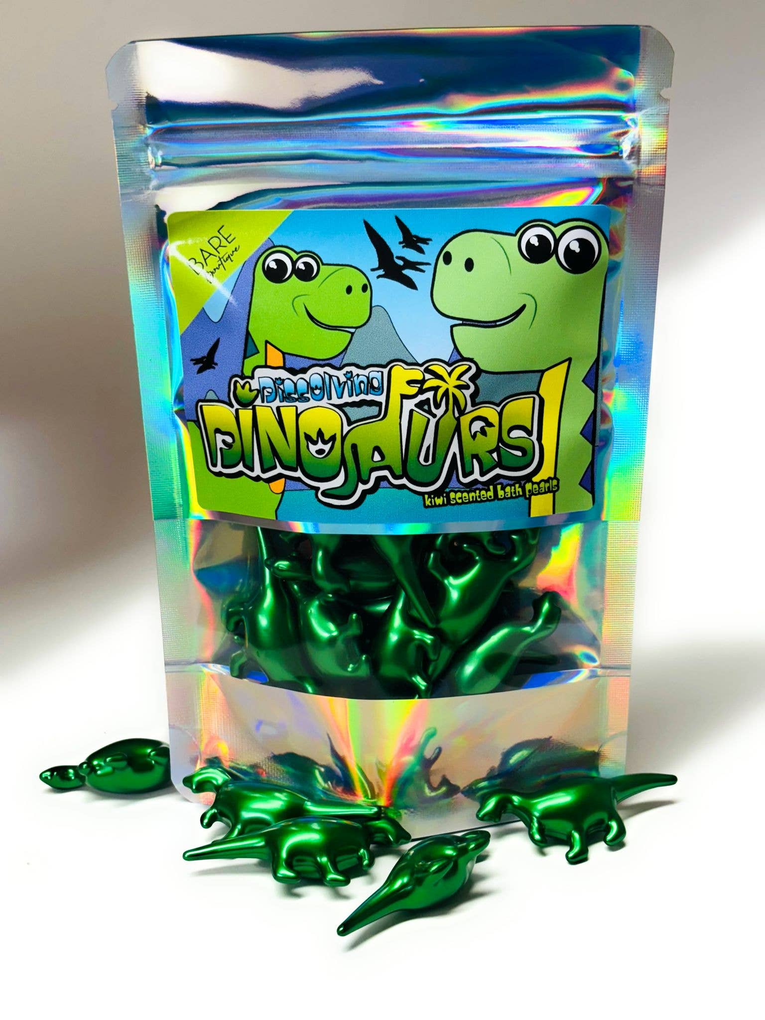 15 perles de bain en forme de dinosaures parfum kiwi 🦕