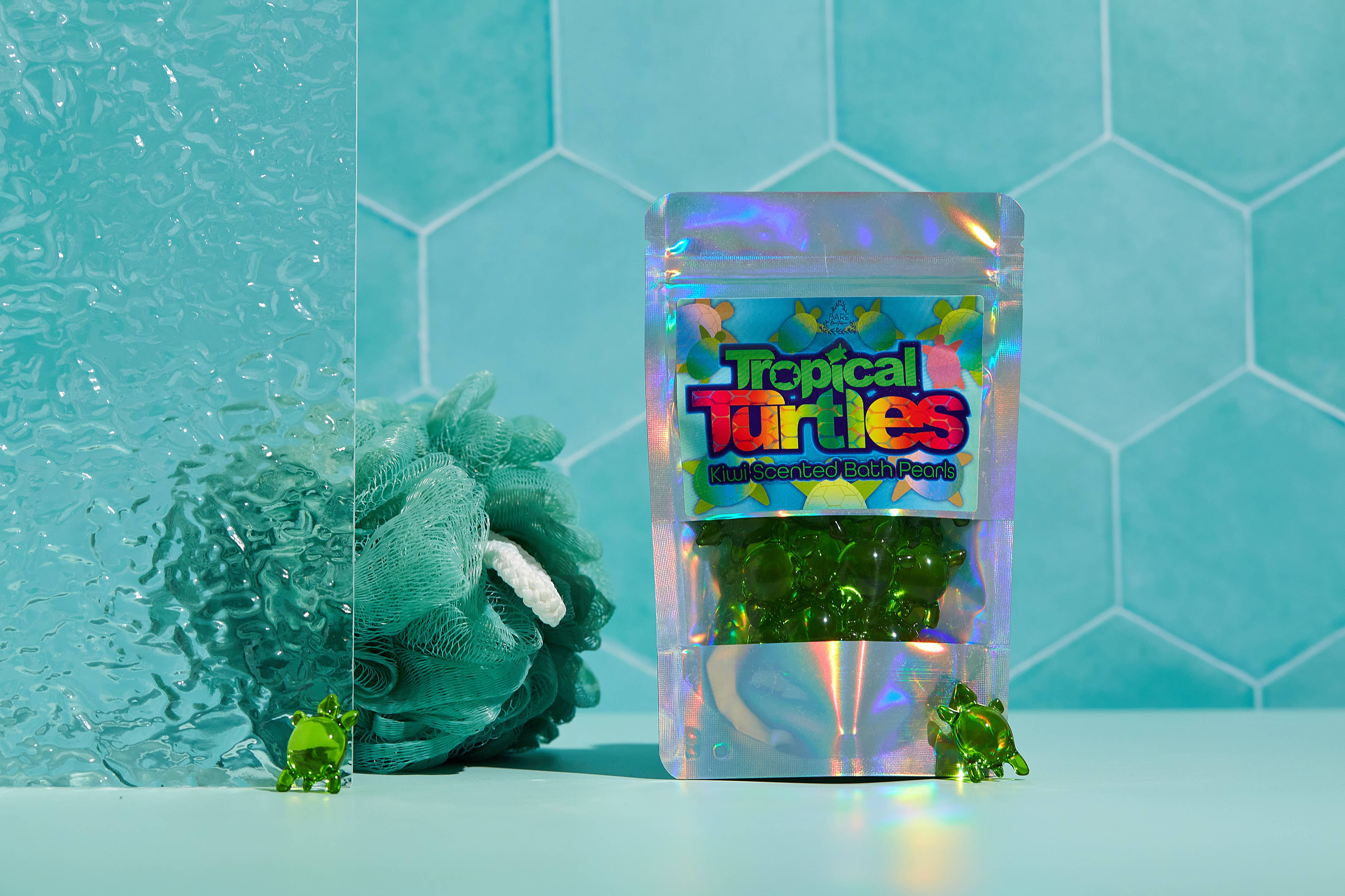 15 perles de bain en forme de tortue parfum kiwi 🐢