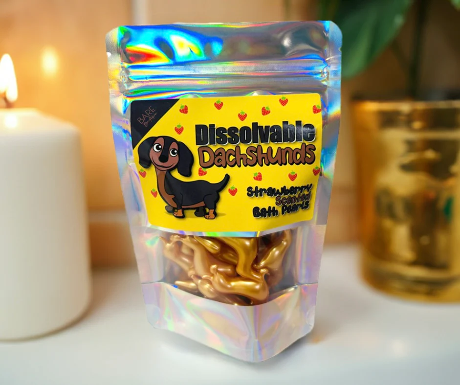 15 perles de bain en forme de teckel parfun fraise 🐾 2