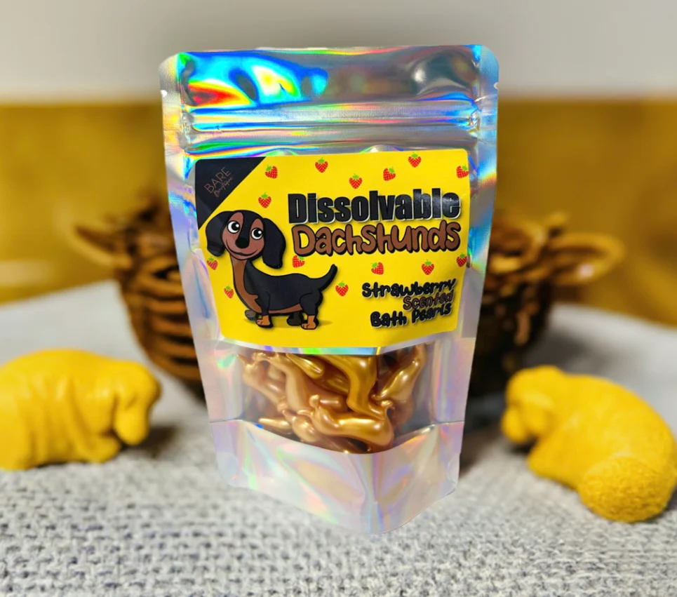 15 perles de bain en forme de teckel parfun fraise 🐾 3