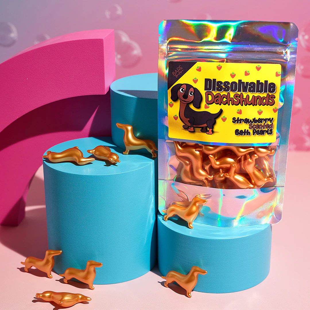 15 perles de bain en forme de teckel parfun fraise 🐾 4