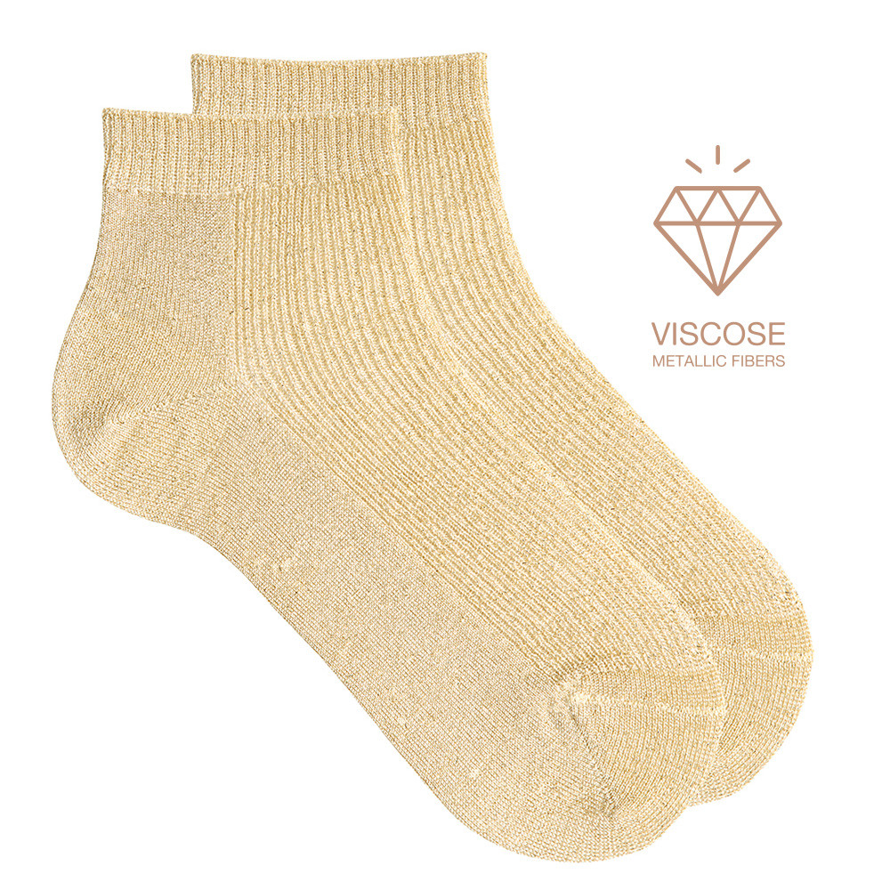 Chaussettes courtes côtelées avec fil métallisé glitter