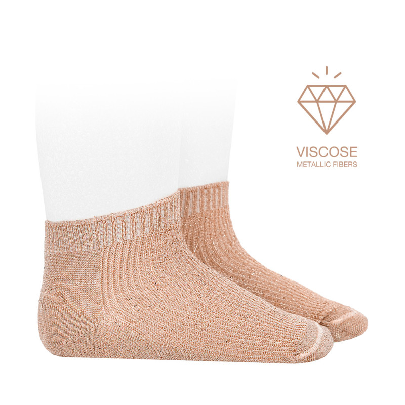 Chaussettes courtes côtelées avec fil métallisé glitter 2