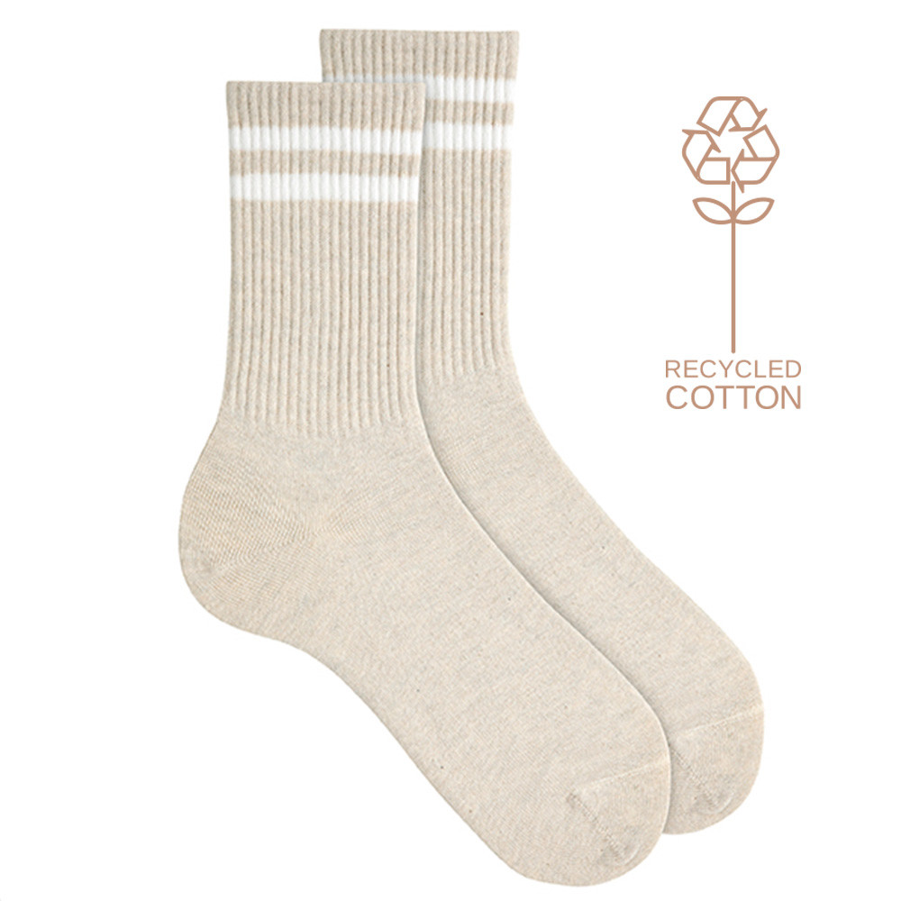 Chaussettes femme coton recyclé avec deux rayures NEW 2