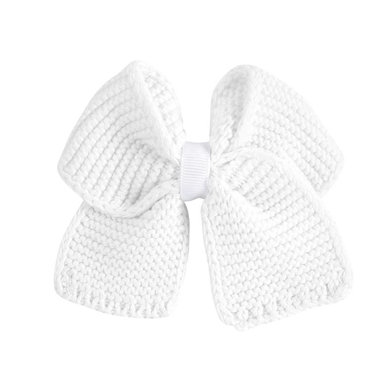 Pince à cheveaux avec noeud en point mousse Tricot beige