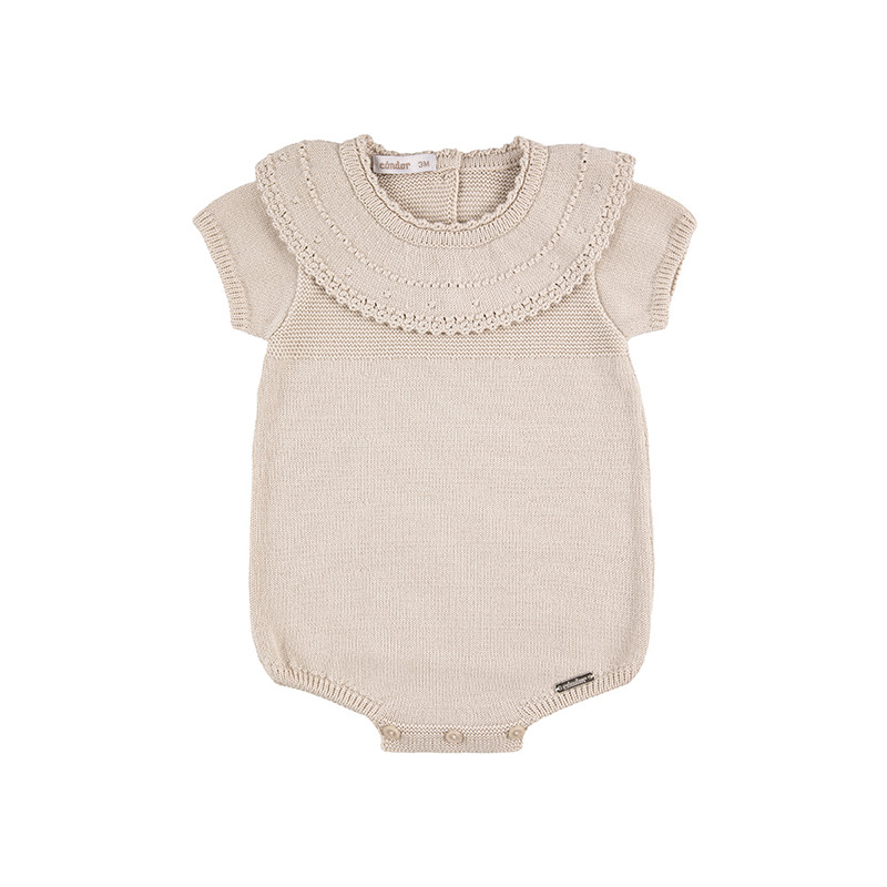 Barboteuse manches courte point ajouré NEW — 3 mois