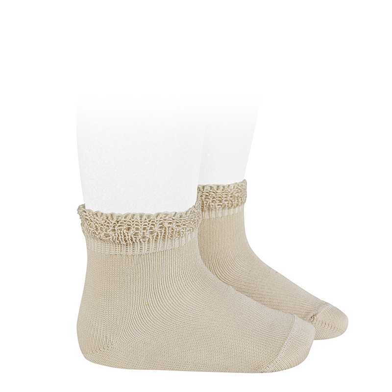 Chaussettes en coton avec bordure ajourée NEW — 000 : 0/3 mois