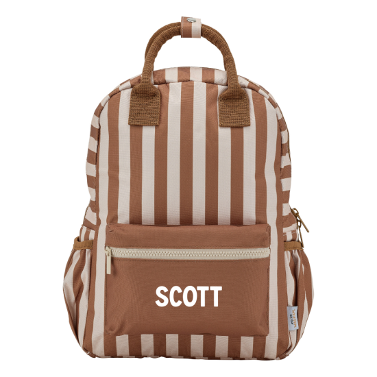 Sac à dos fond beige rayures marron