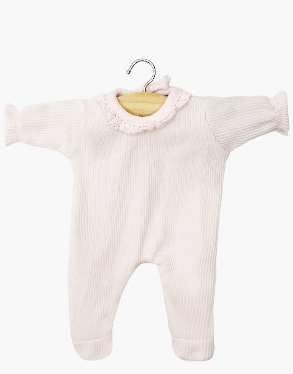 Babies – Dors bien Camille en maille côtelée rose pastel avec dentelle 