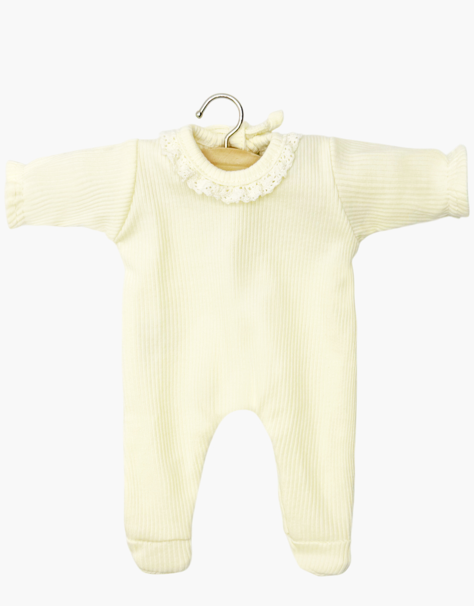 Babies – Dors bien Camille en maille côtelée jaune pastel avec dentelle