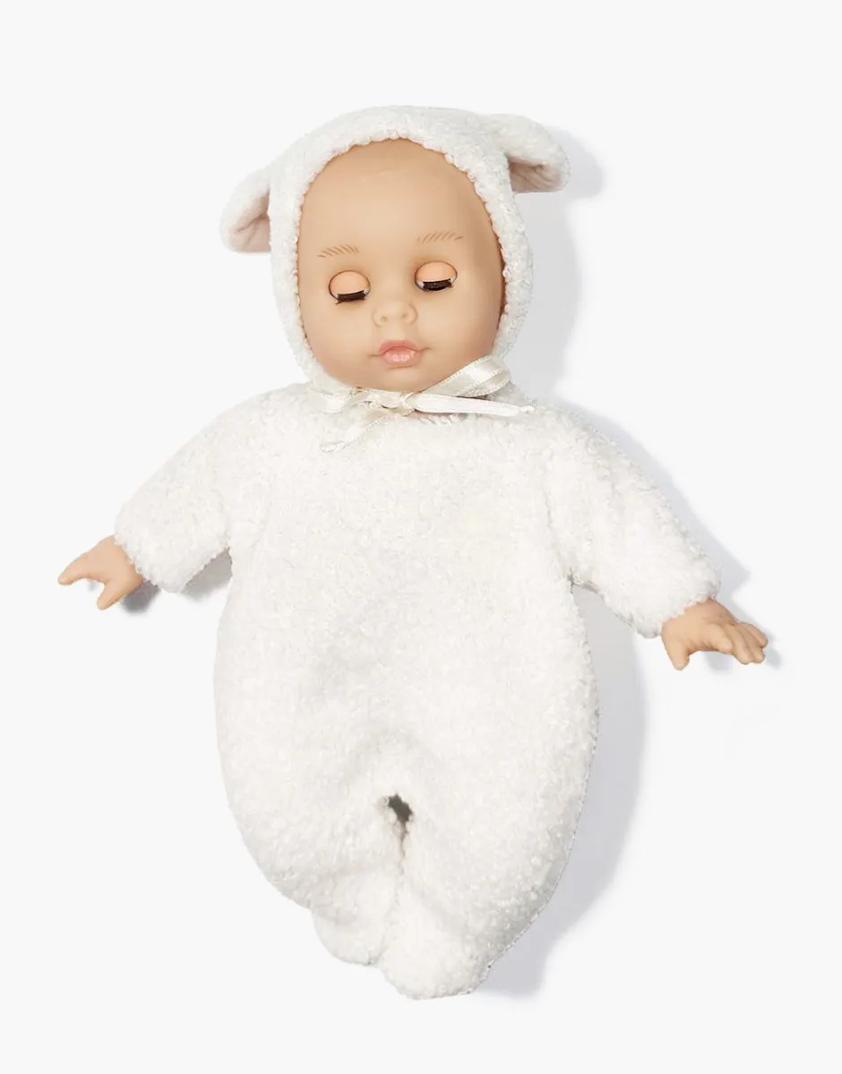 Célestine, poupée Bébé rêve 26cm aux yeux dormeurs habillée dans son ensemble Lamb écru 4