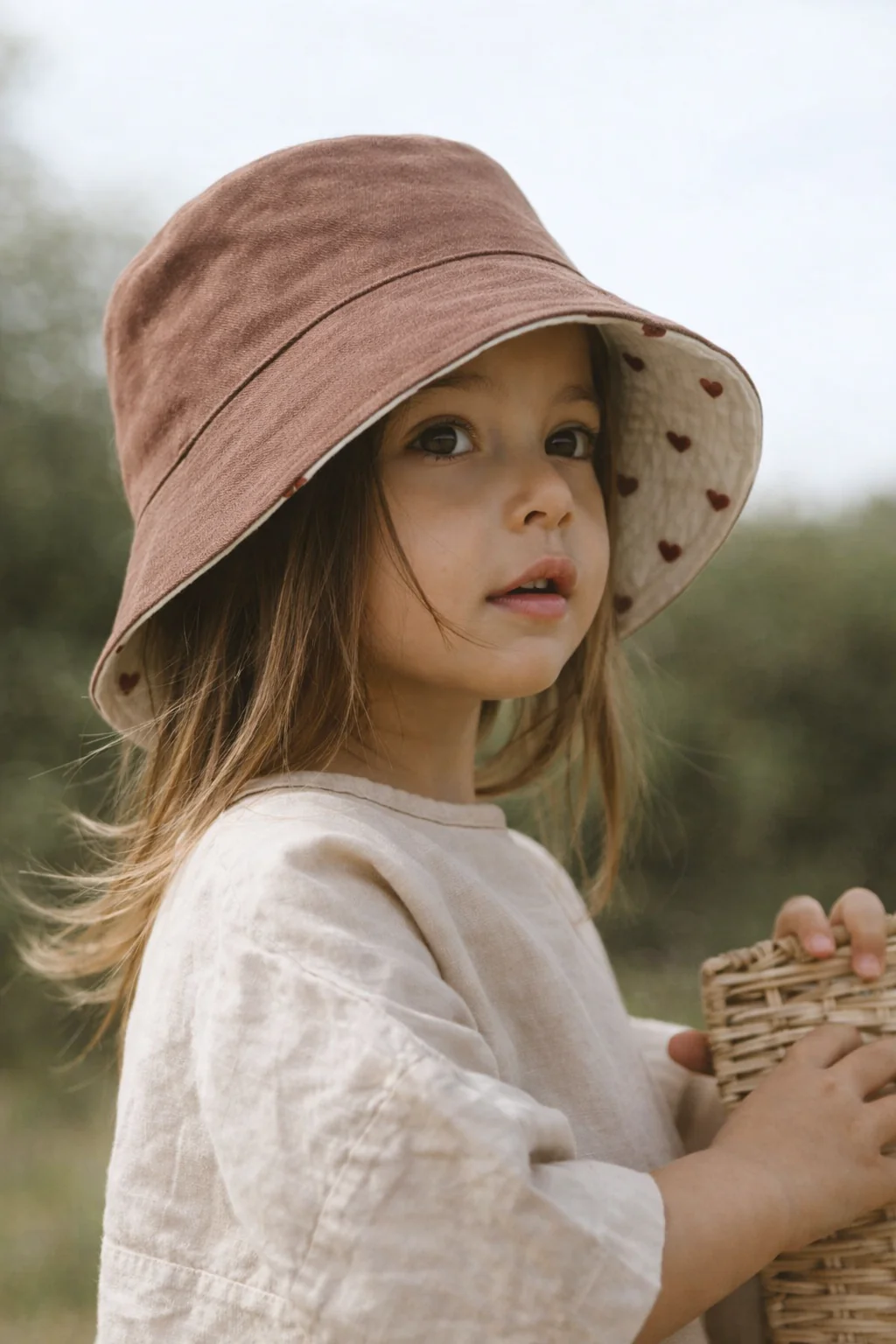 Chapeau d'été - Petits coeurs — Petits coeurs 3/6 ans