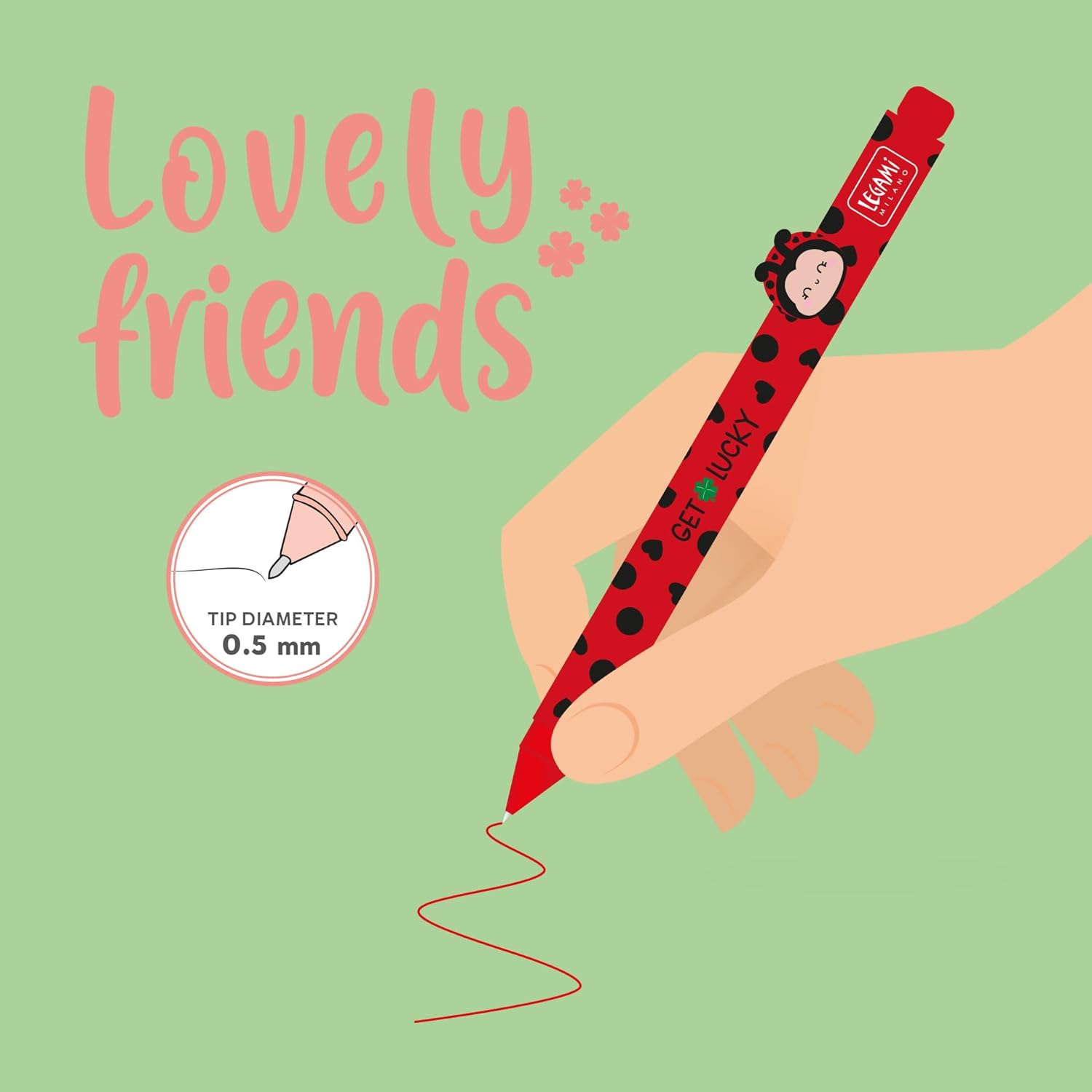 Stylo à encre gel Lovely Friends Cocinelle 🐞 3