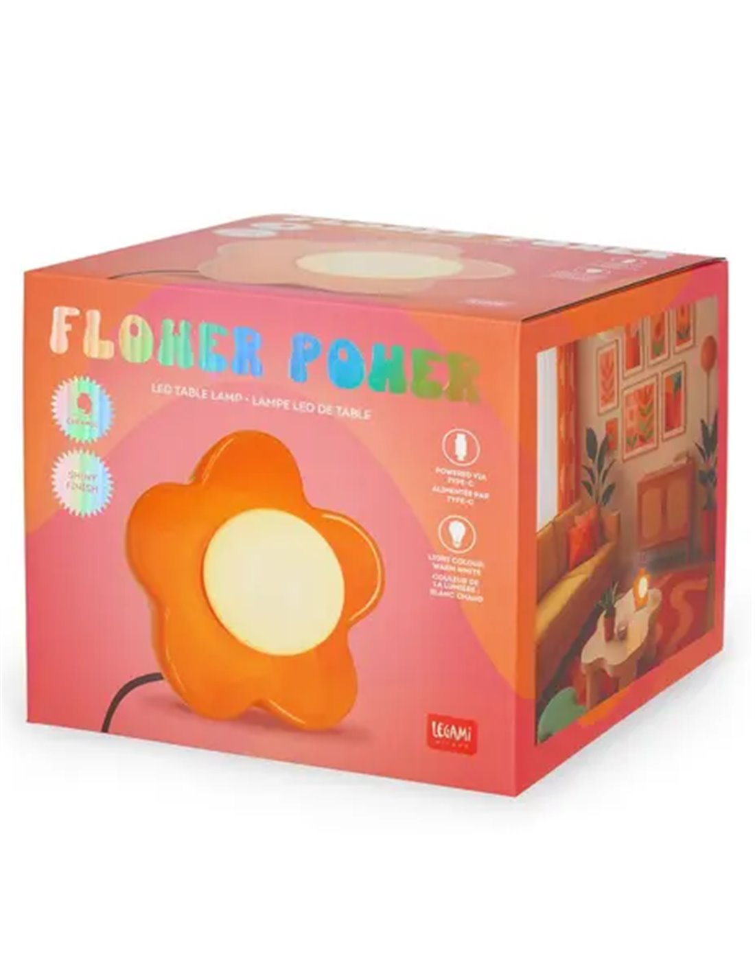 FLOWER POWER - LAMPE LED DE TABLE - ORANGE - Legami (copie) 3