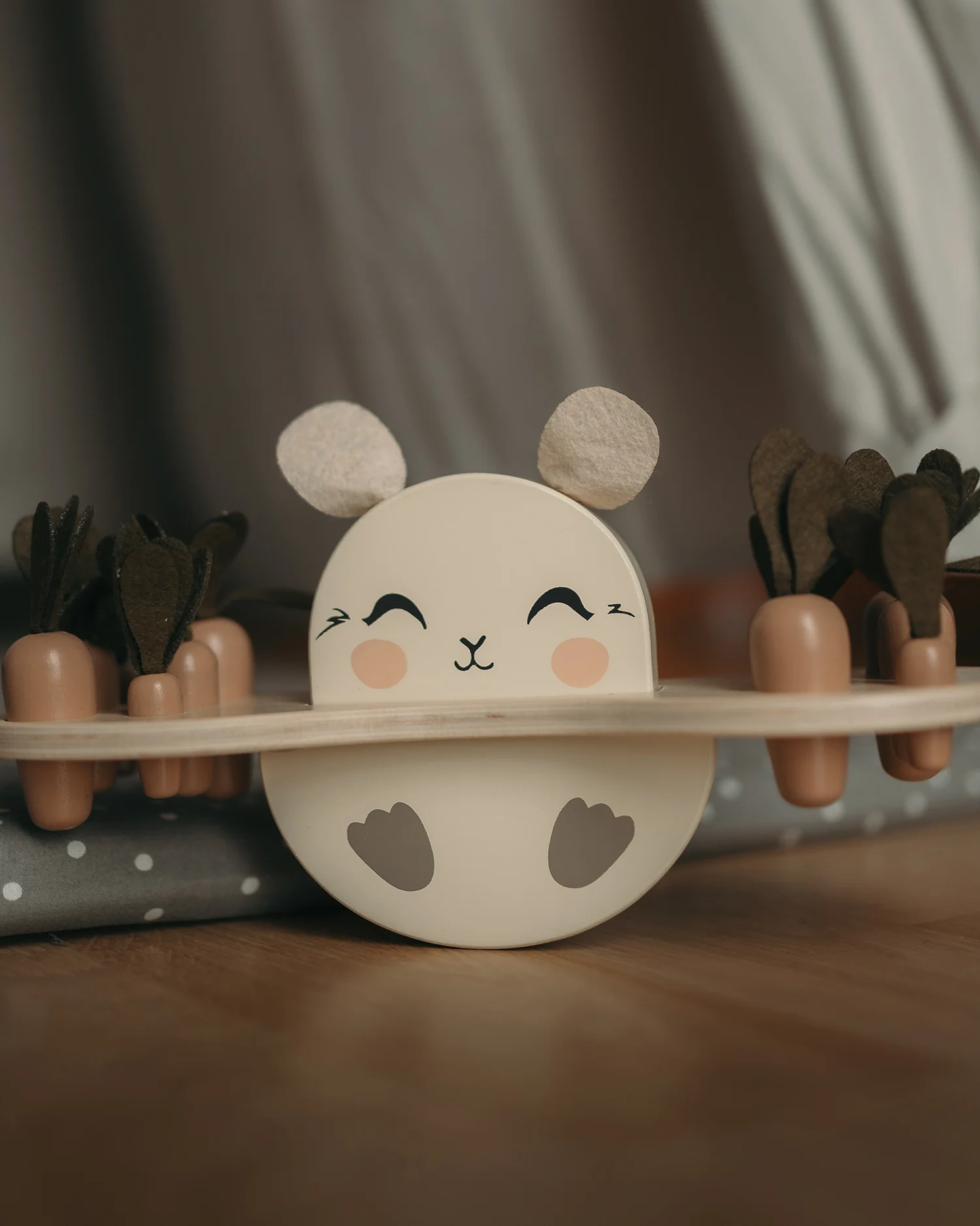 Jeu carrottes et lapin - Puzzle en bois - Balance à lapins 