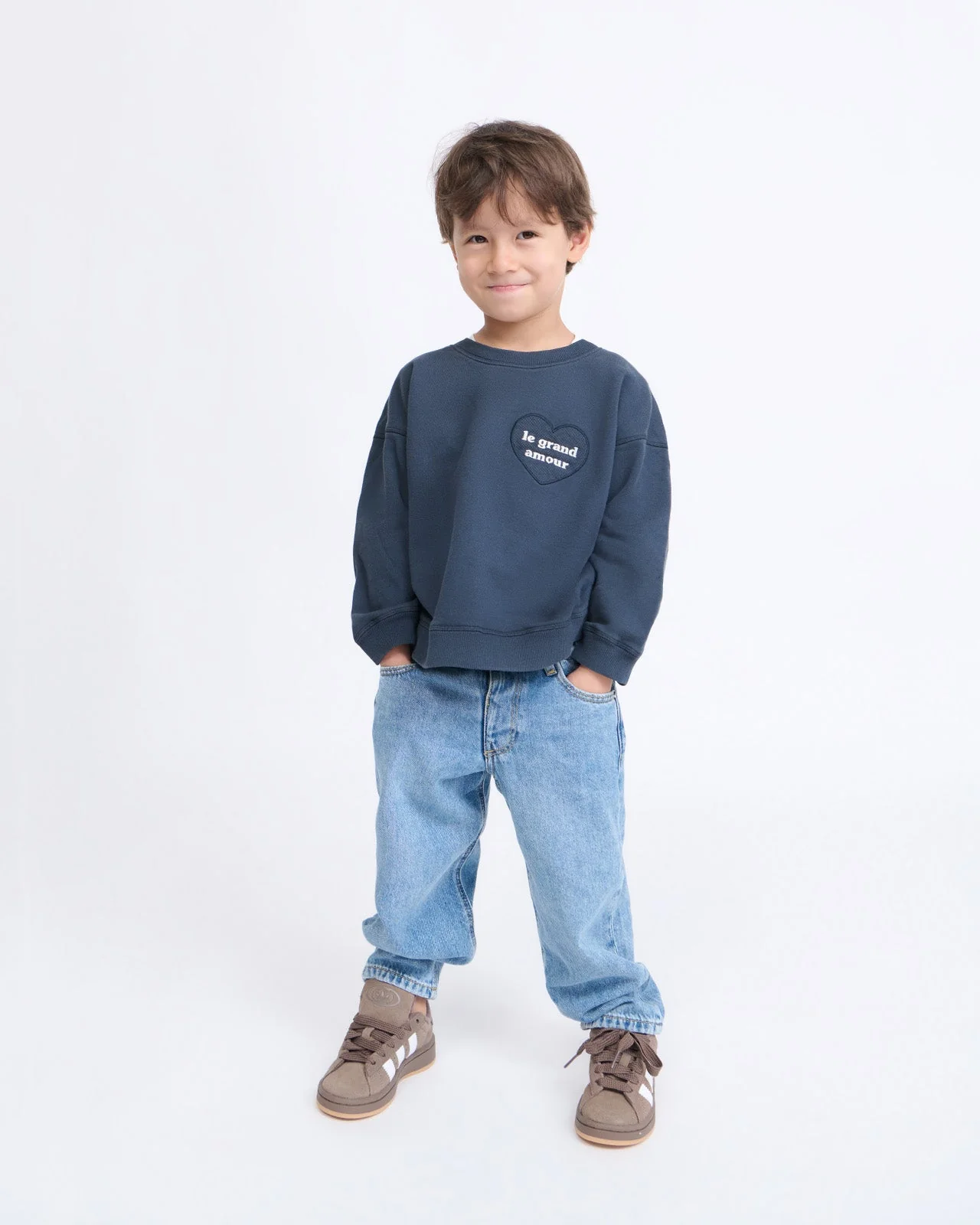 Le sweat Le grand amour enfant en coton bio - charbon 5
