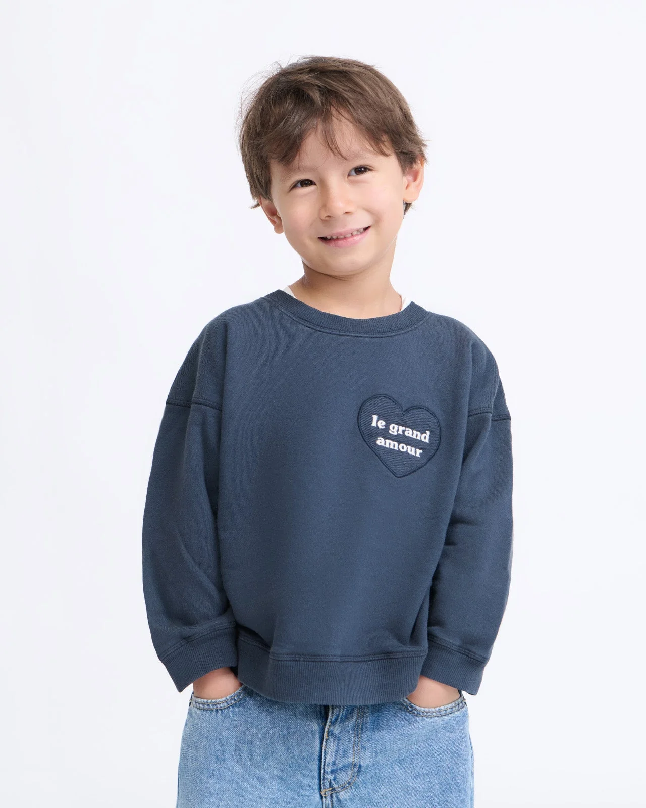 Le sweat Le grand amour enfant en coton bio - charbon 6