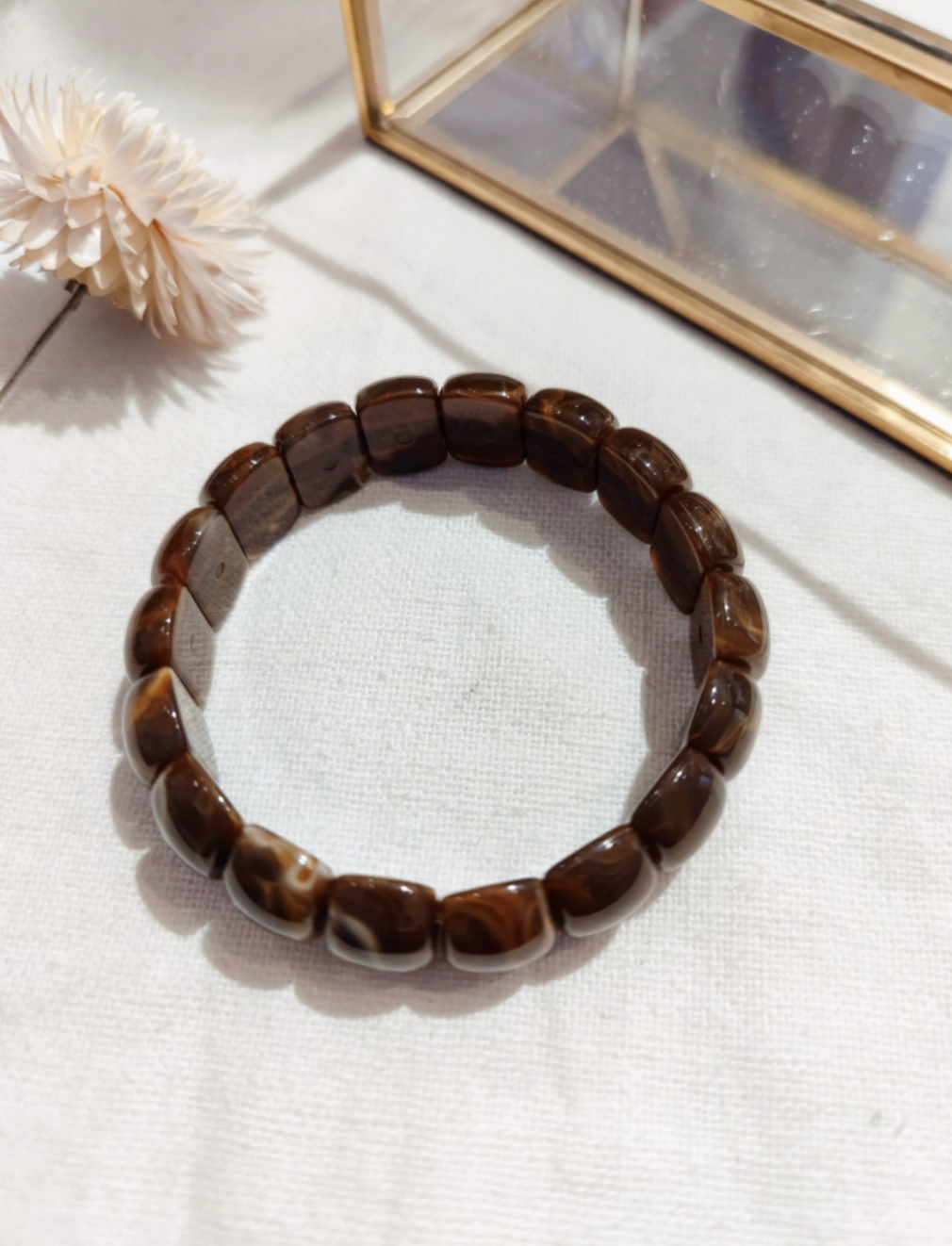 Bracelet élastique résine marron foncé 2