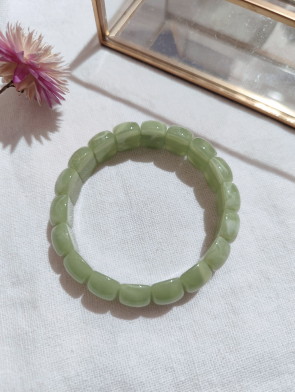 Bracelet élastique résine vert olive
