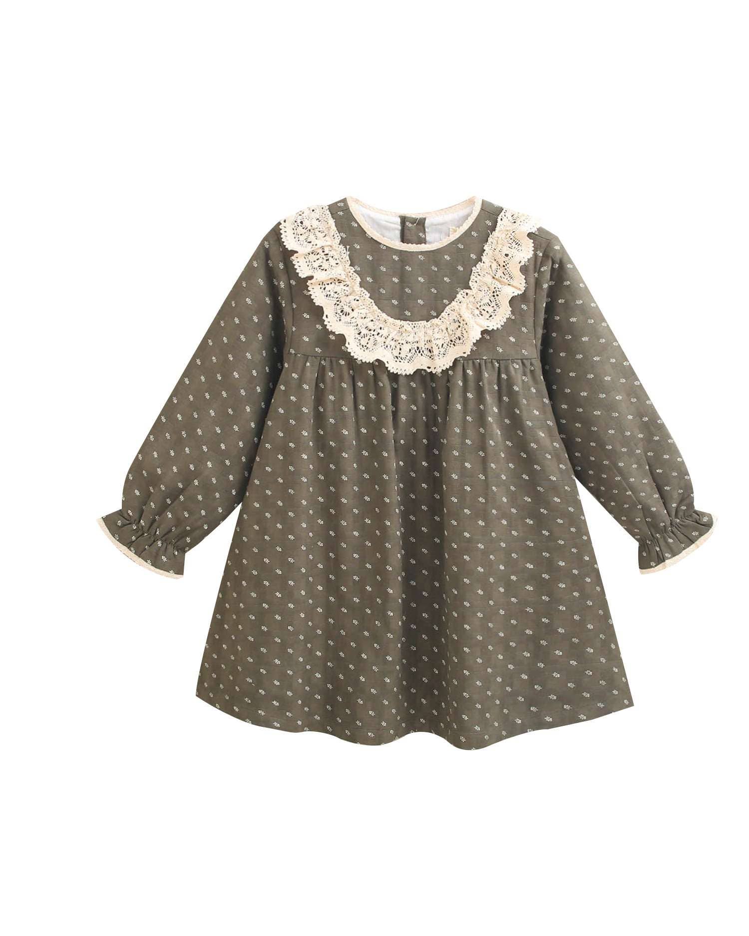 Robe de fille avec imprimé de feuilles 2