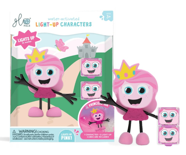 Personnage pour le bain + cubes lumineux rose