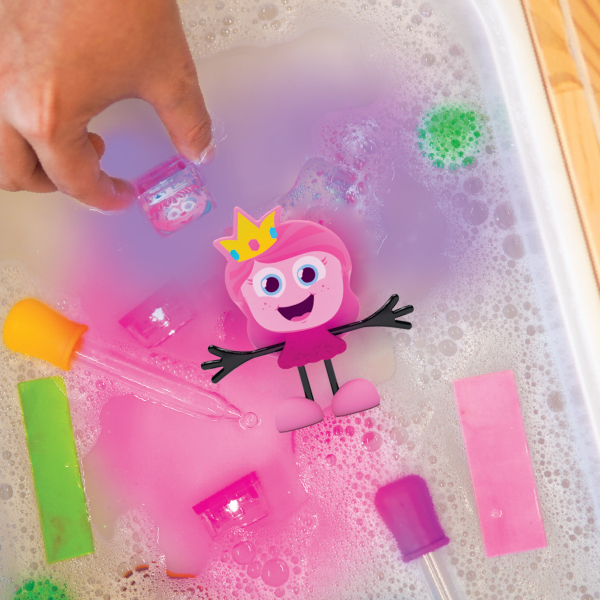Personnage pour le bain + cubes lumineux rose 2