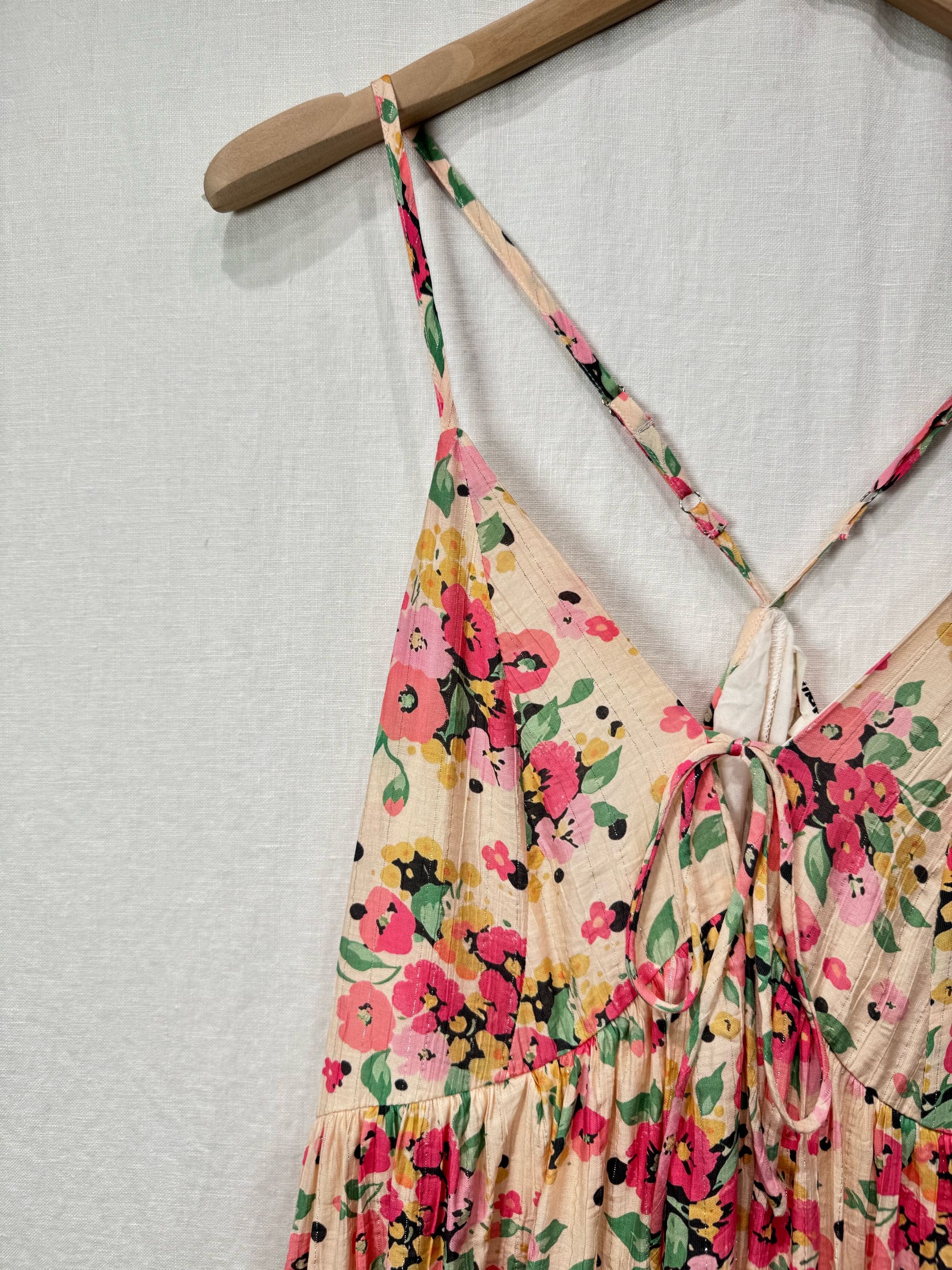 Robe longue à fleurs rose  4