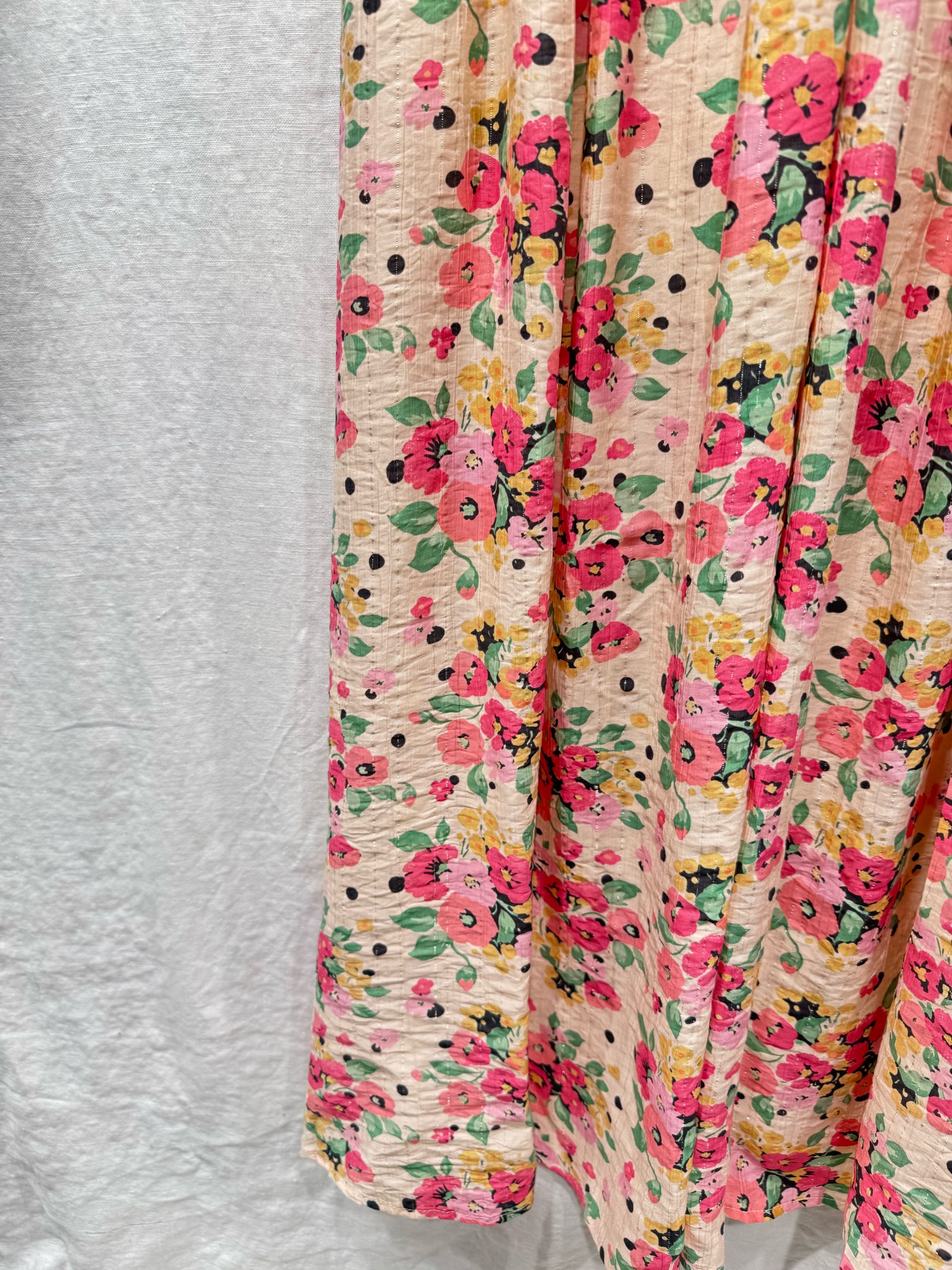 Robe longue à fleurs rose  5