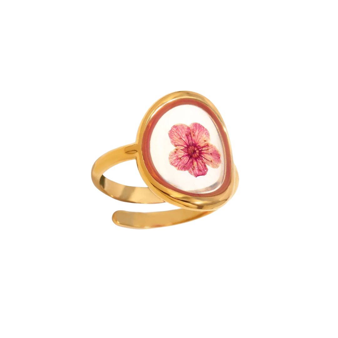 Bague rose en fleurs
