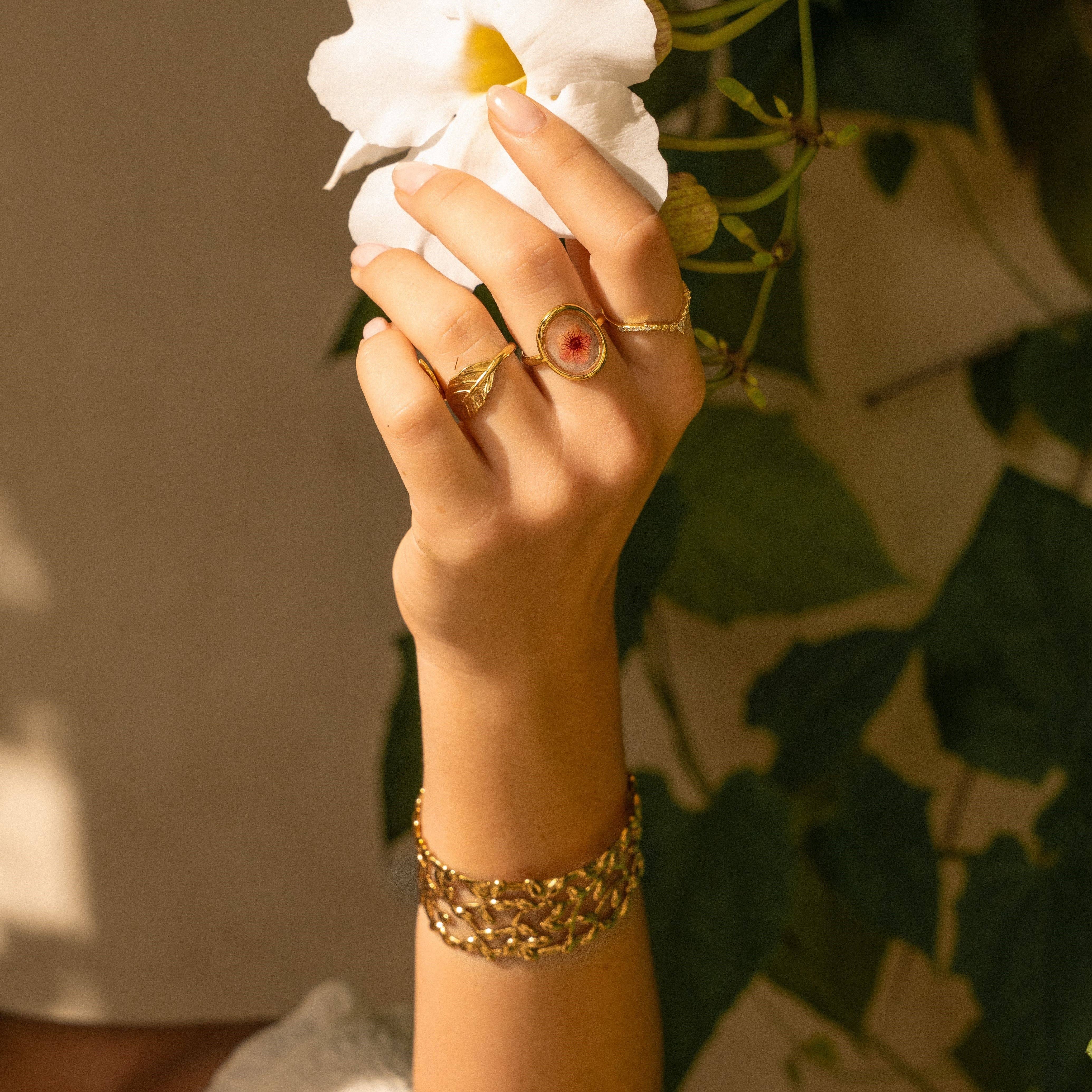 Bague rose en fleurs 3