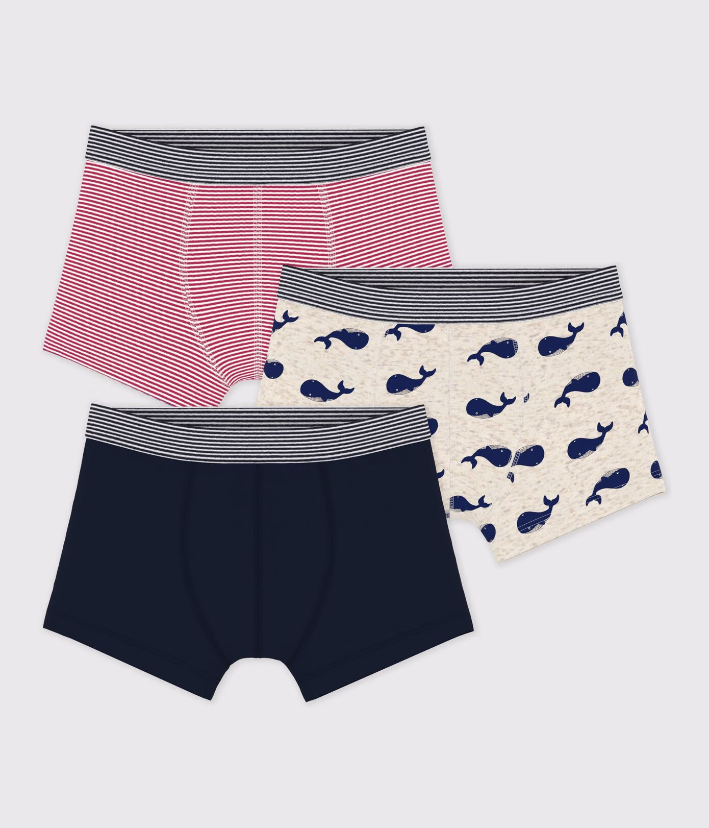 Lot de 3 boxers enfant en coton imprimé baleines 2