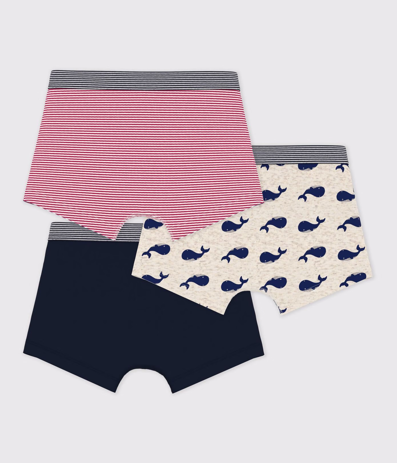 Lot de 3 boxers enfant en coton imprimé baleines 3