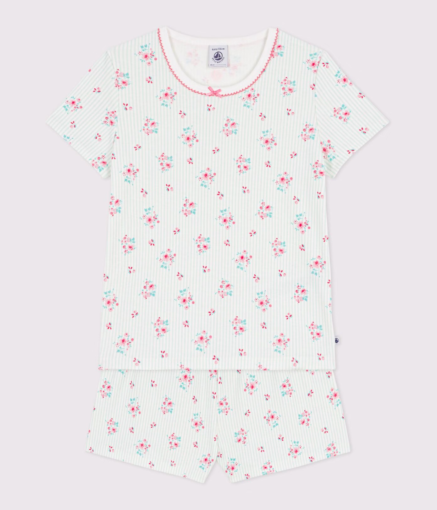 Pyjama short enfant en coton imprimé fleuri 3