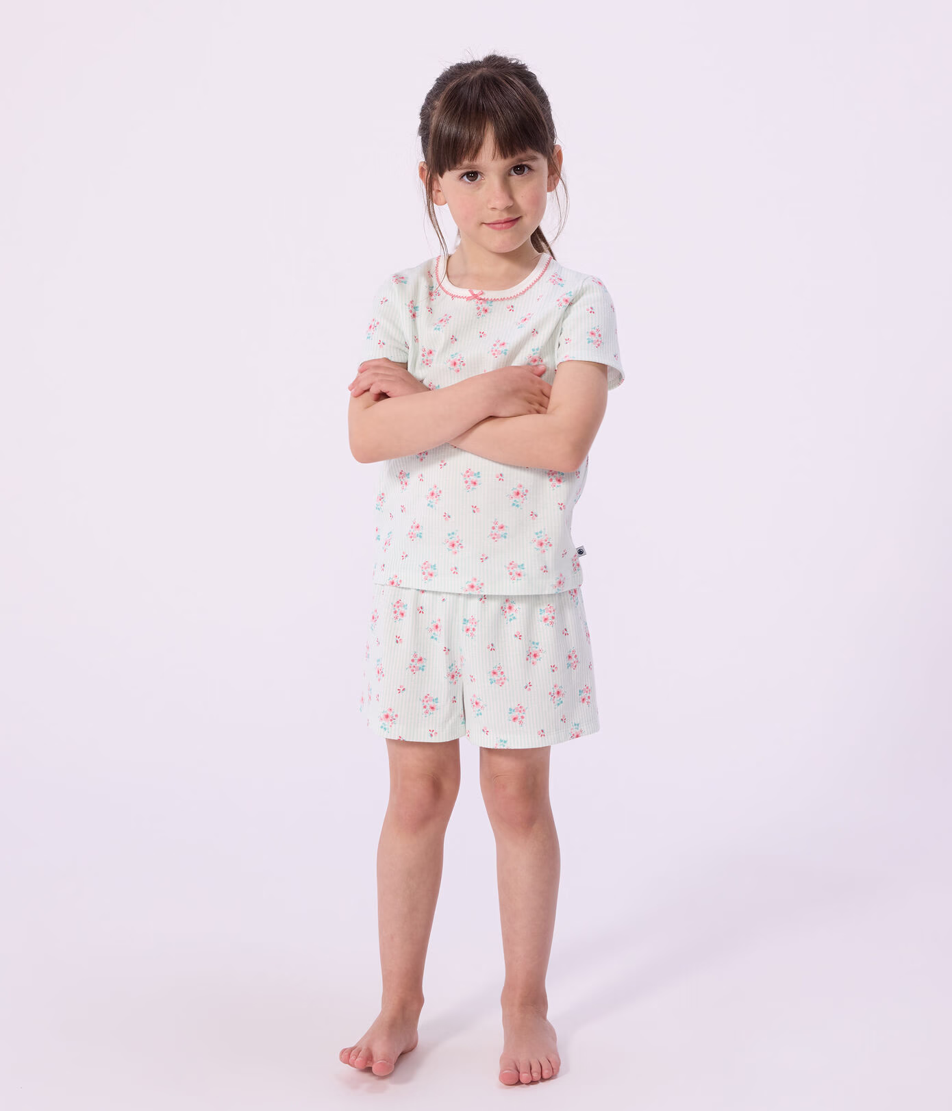 Pyjama short enfant en coton imprimé fleuri 4