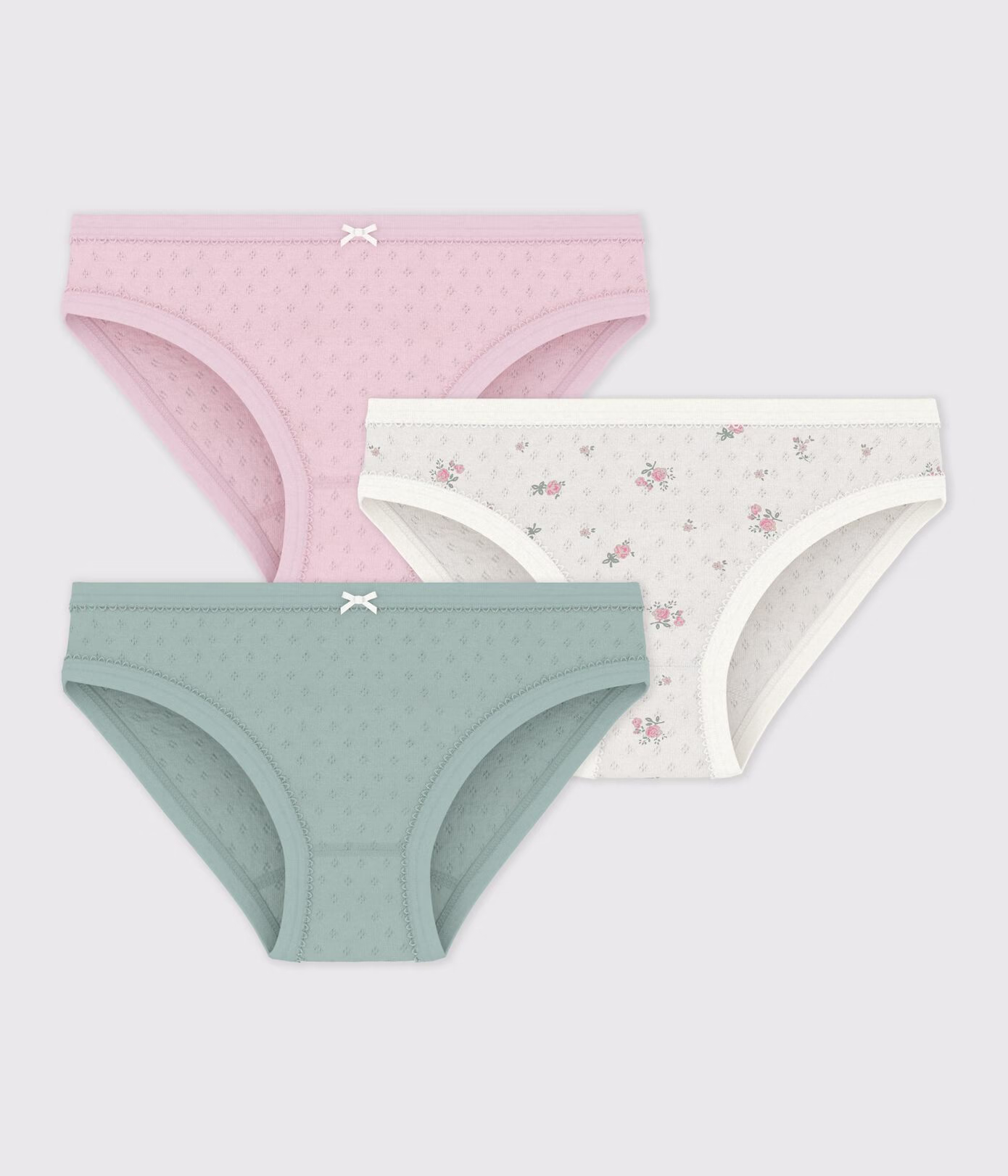 Lot de culottes enfant en coton ajouré imprimé fleuri 2