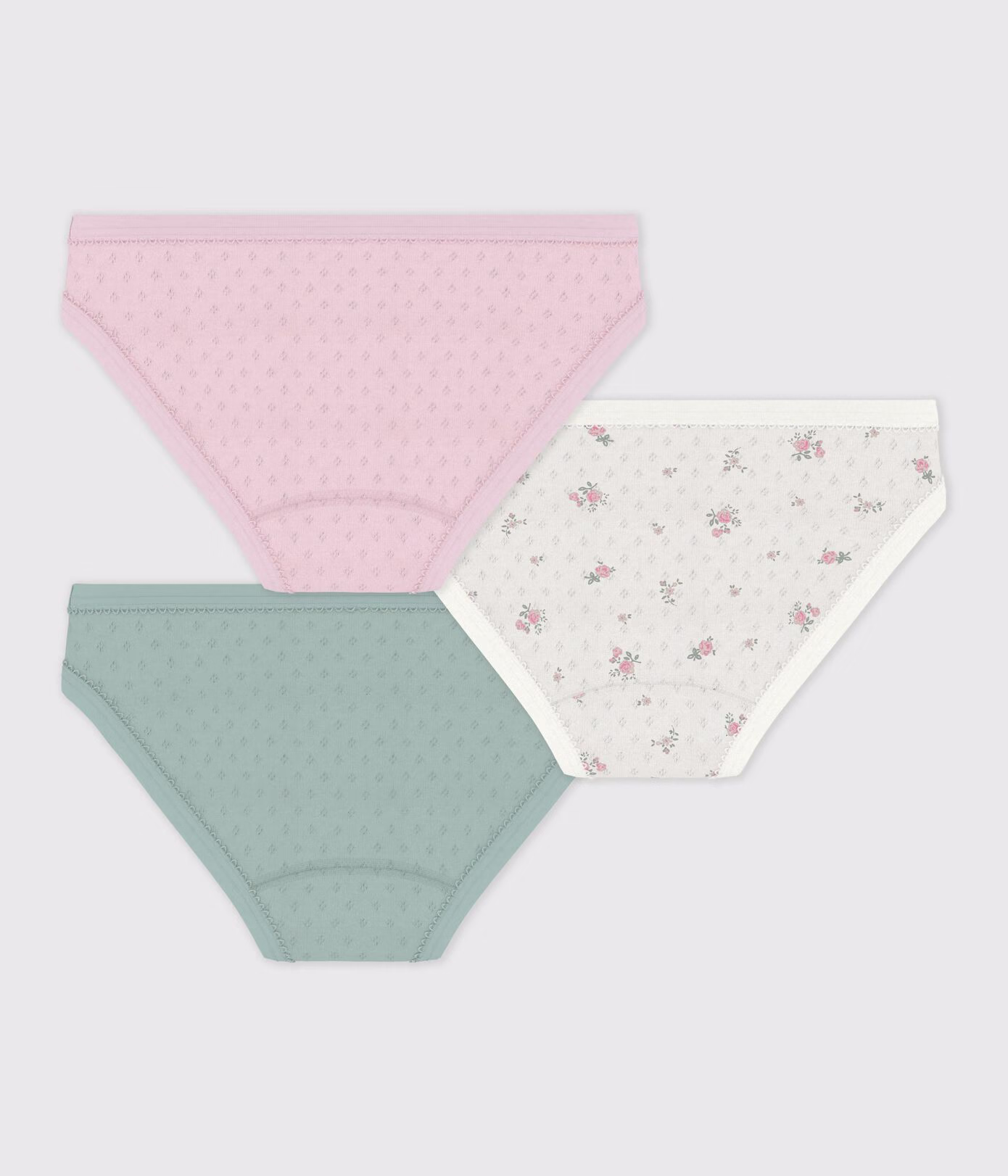 Lot de culottes enfant en coton ajouré imprimé fleuri 3