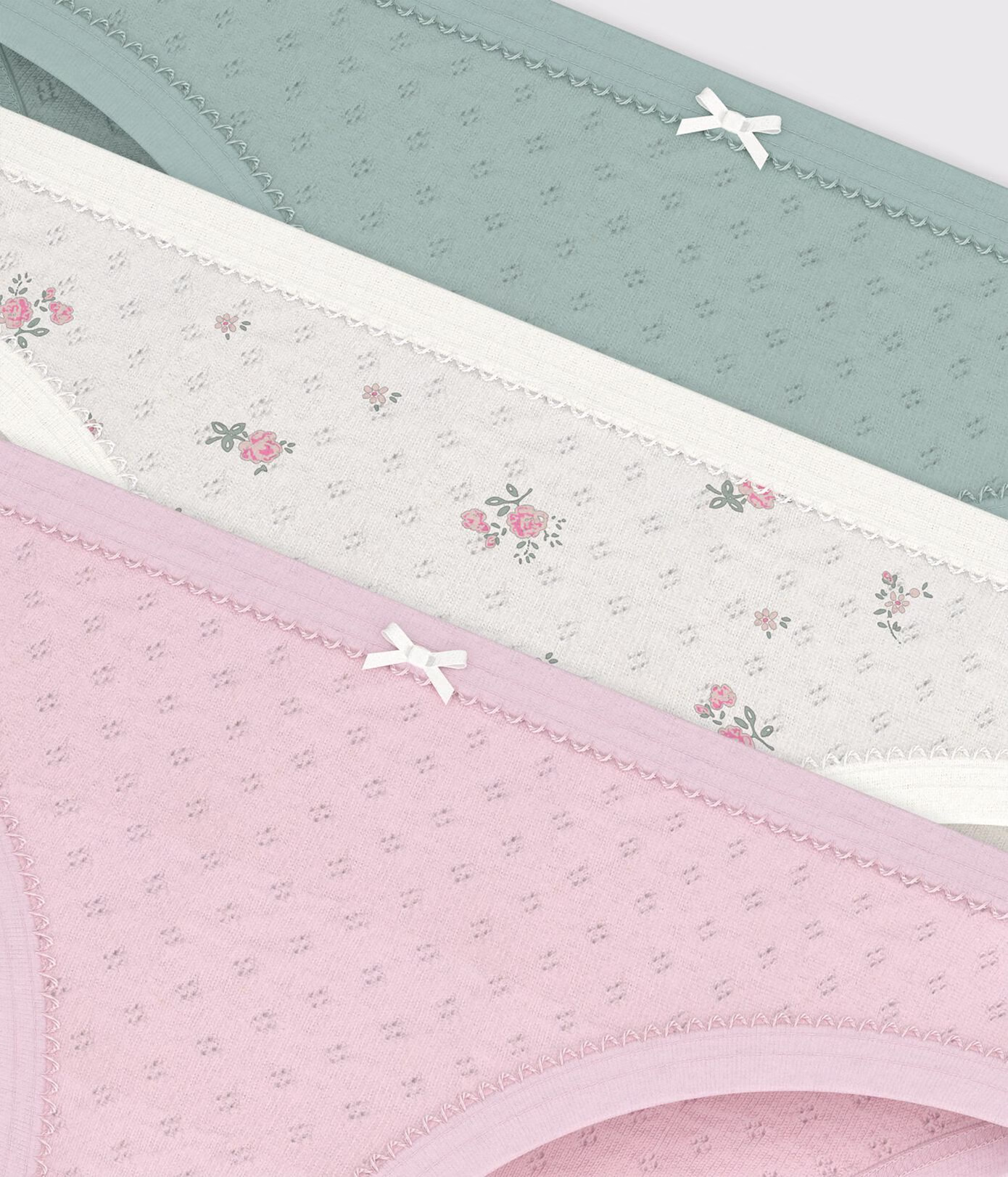 Lot de culottes enfant en coton ajouré imprimé fleuri 4