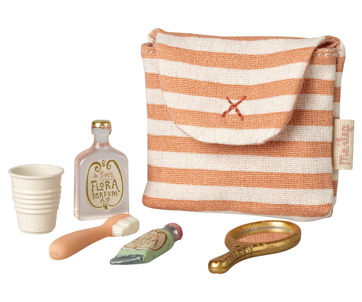 Trousse de toilettes, Souris - Rayé rouge