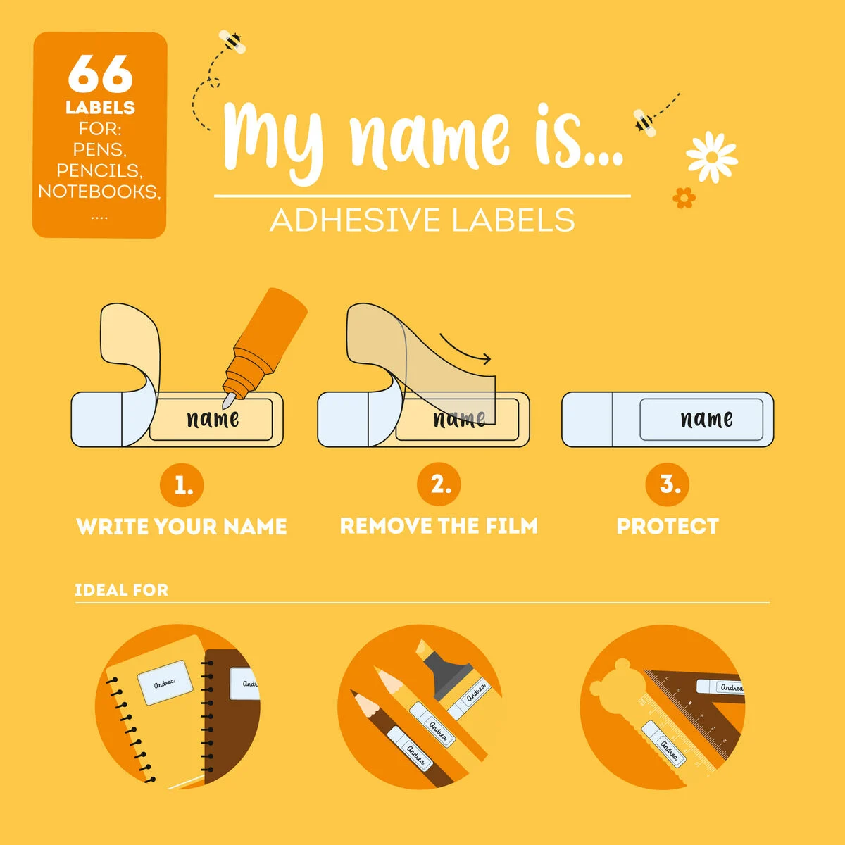 My name is - set de 66 étiquettes adhésives - Bear 2