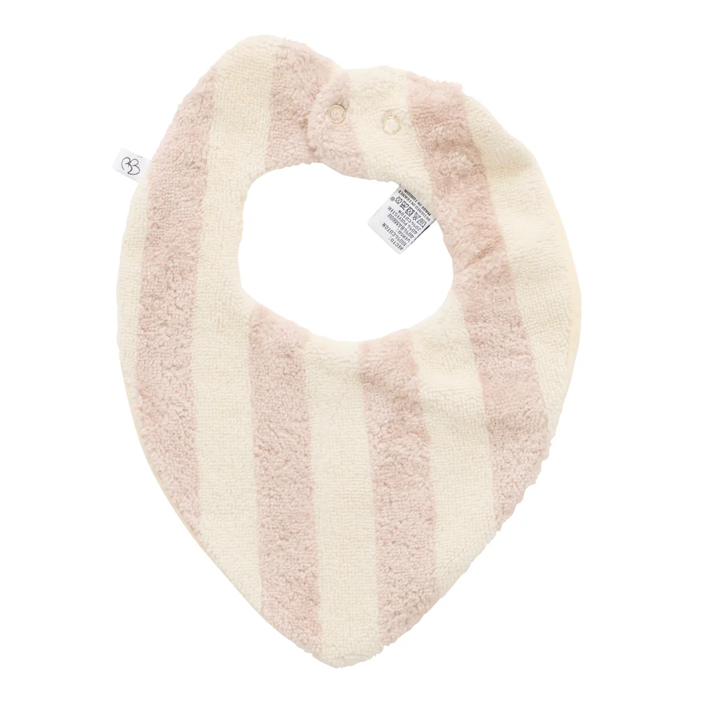 Bavoir bandana réversible bambou/gaze — Ivoire/galet