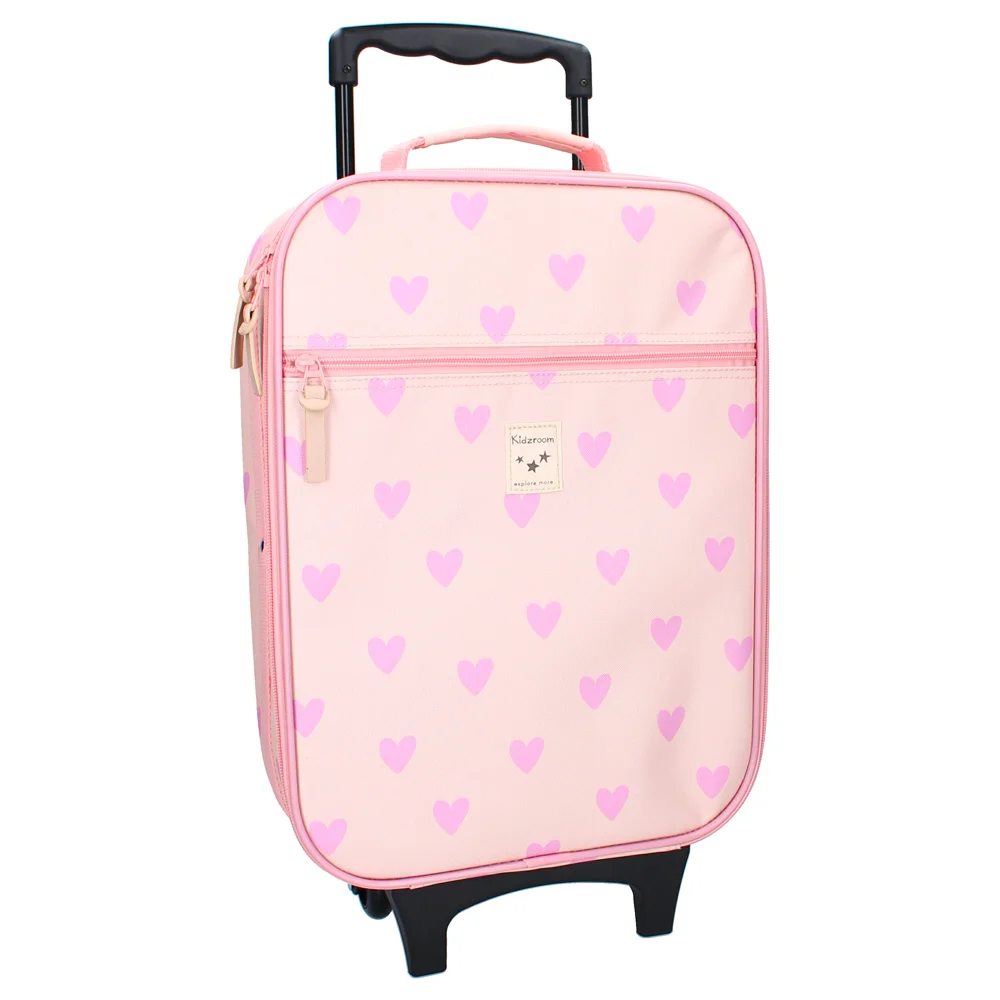 Valise à roulettes – Cœurs rose