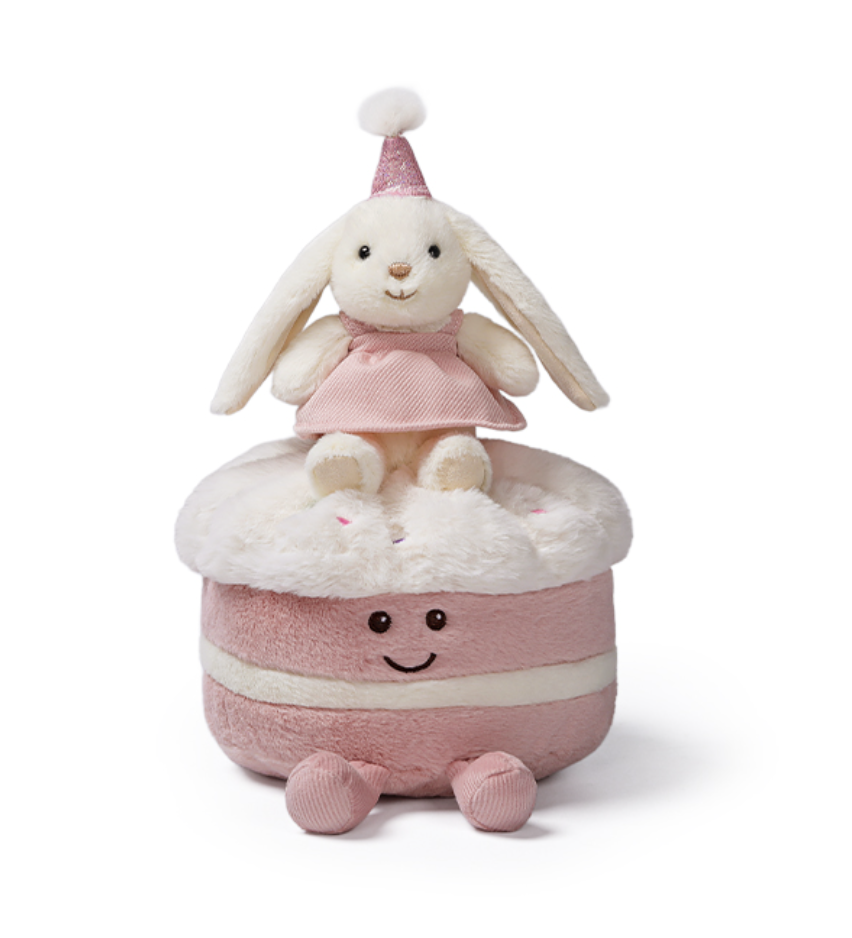 Peluche gâteau anniversaire rose
