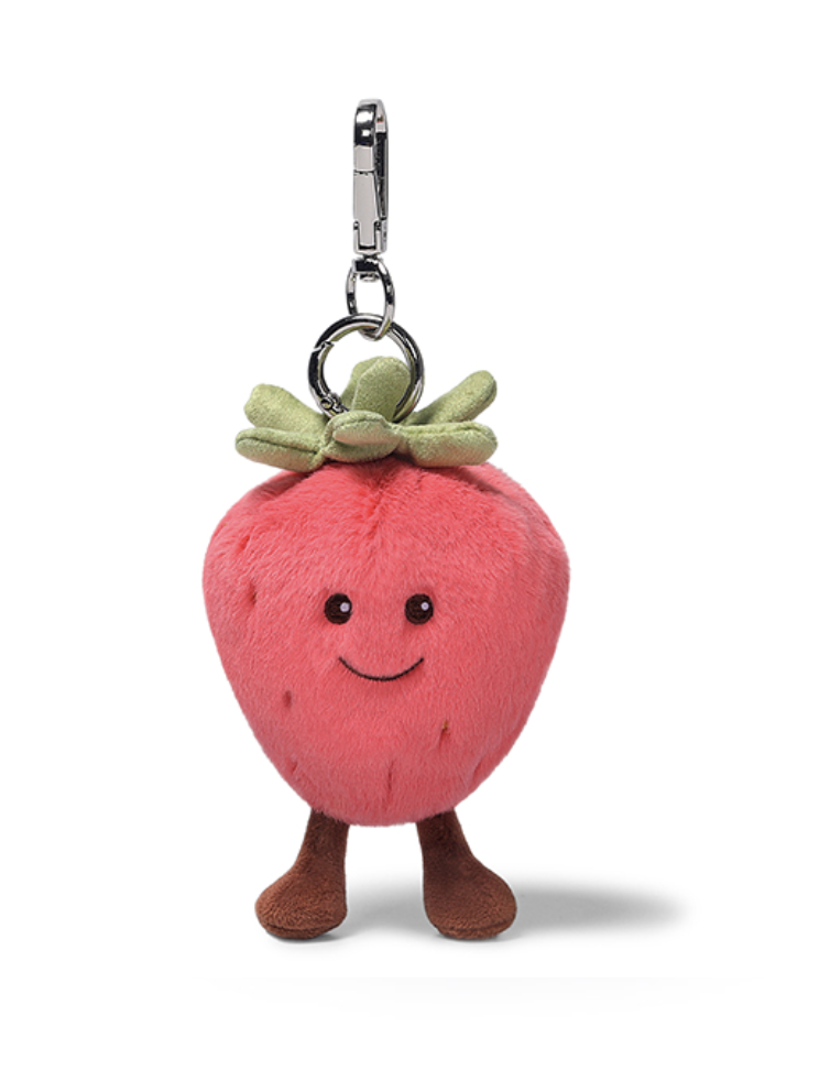 Fraise fushia porte clés en peluche 