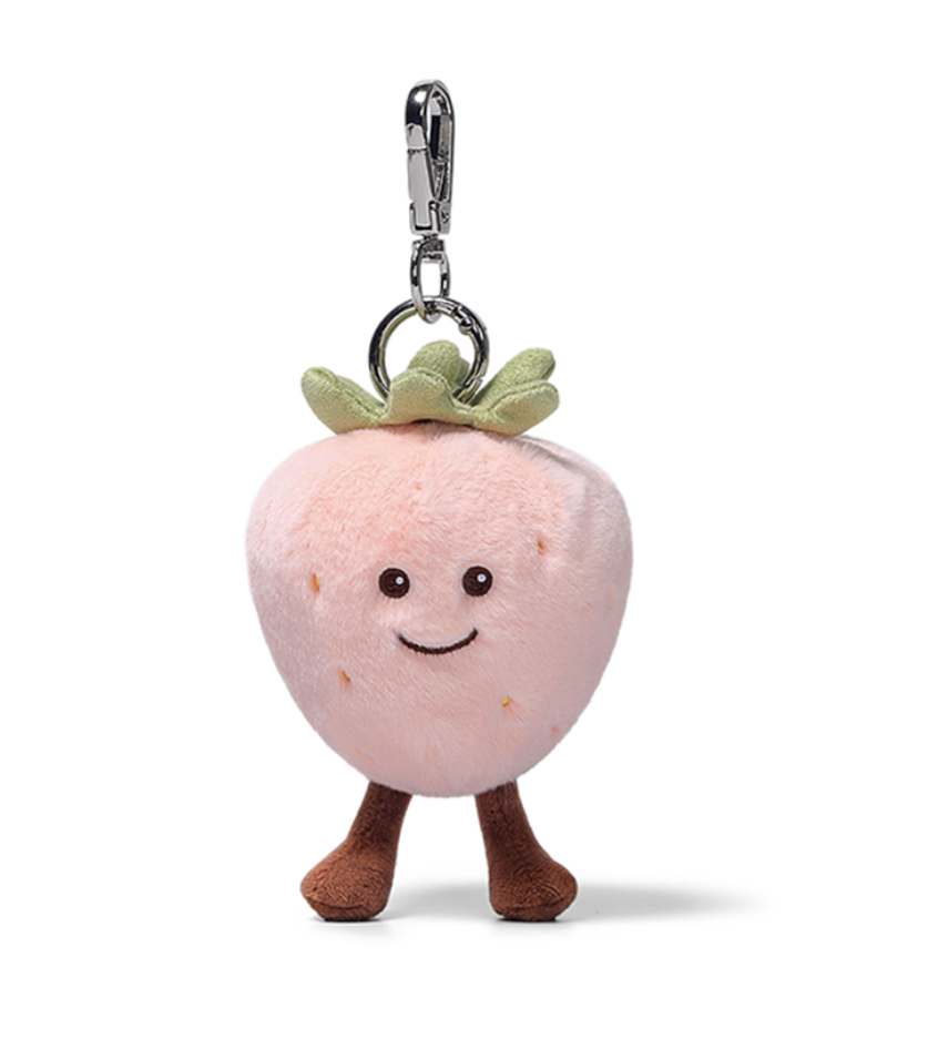Fraise rose porte clés en peluche 